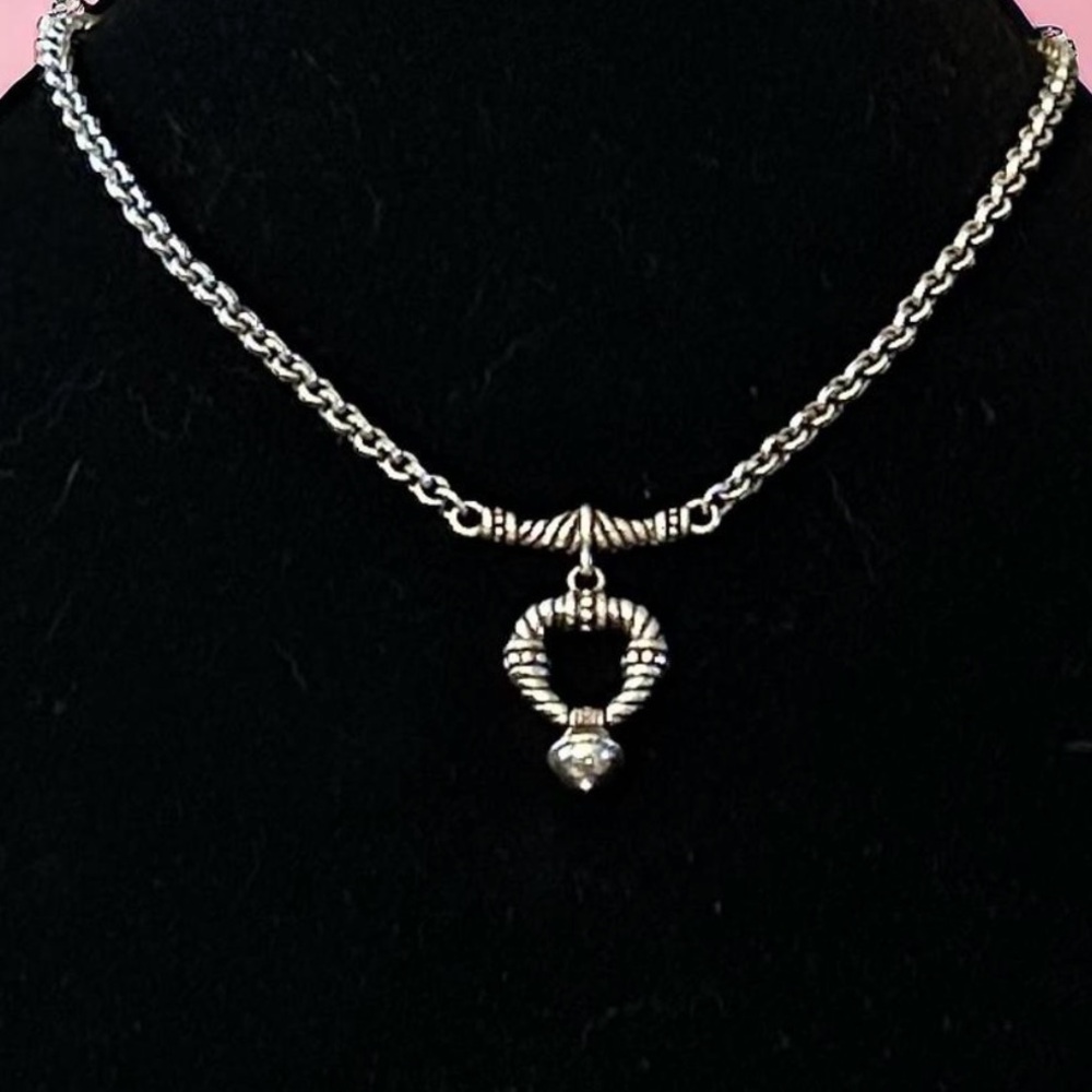 Brighton Shetland Heart Silver Etched Pendant Necklace